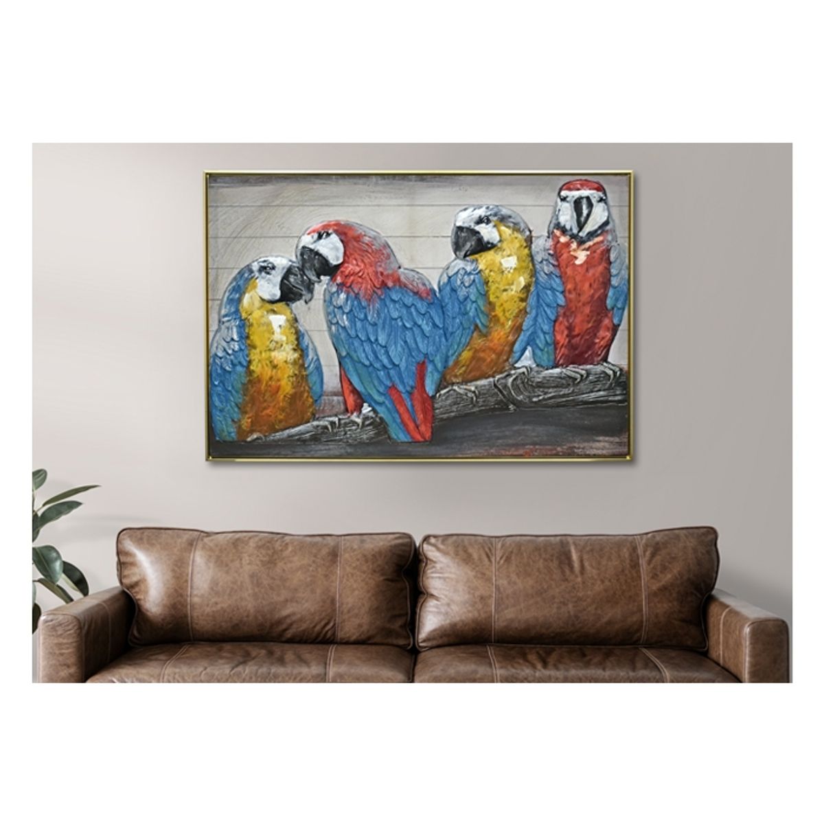 GENERICO - CUADRO MIS PAPAGALLOS ( 120 x 4 x 80 cm)