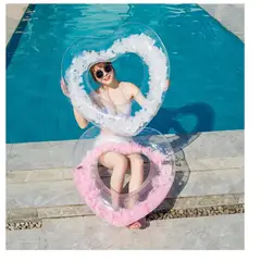 UNIVERSAL - FLOTADOR FORMA DE CORAZON CON PLUMAS BLANCO