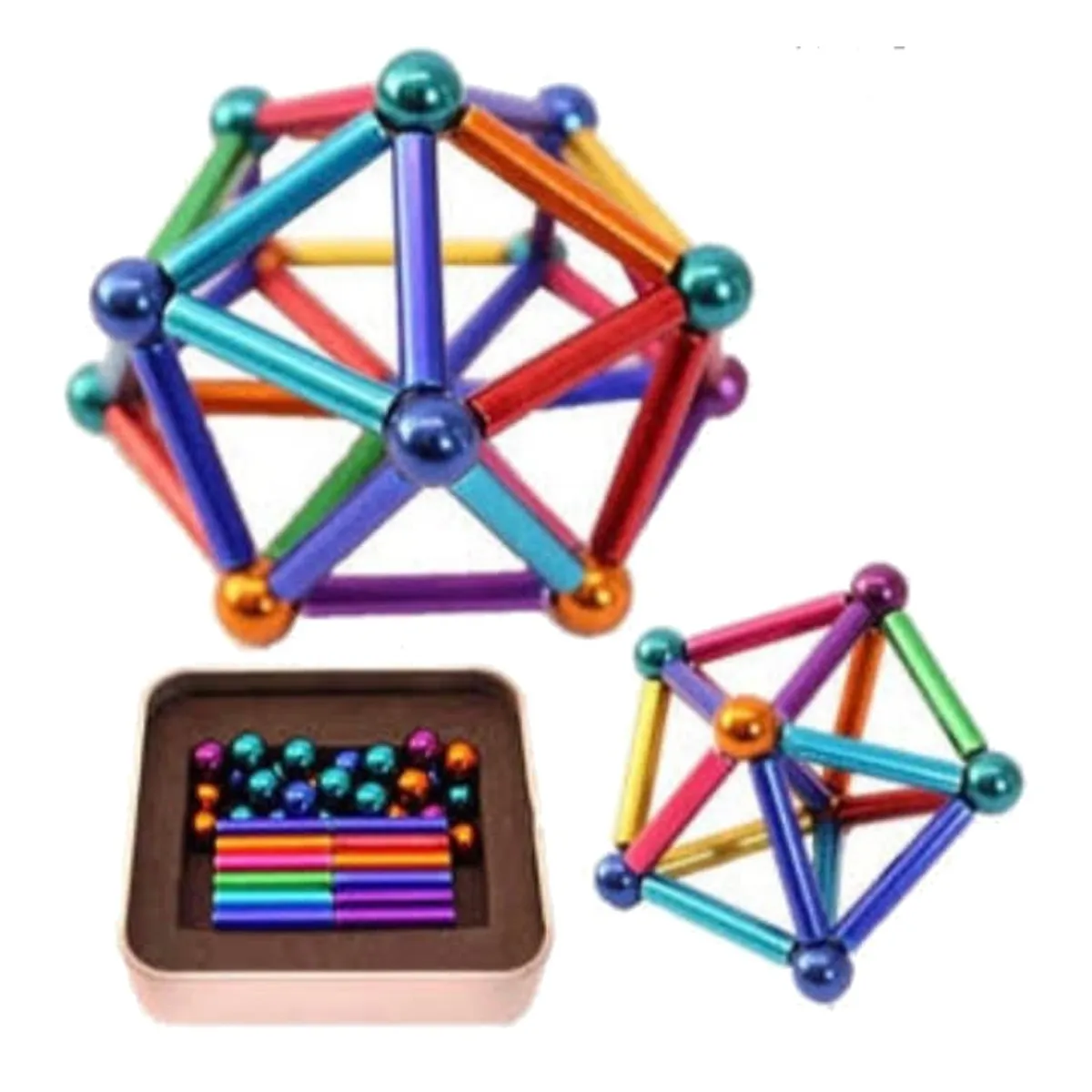 FUN AT HOME LO DIVERTIDO DE ESTAR EN CASA - Barras magnéticas y bolas de acero Multicolor