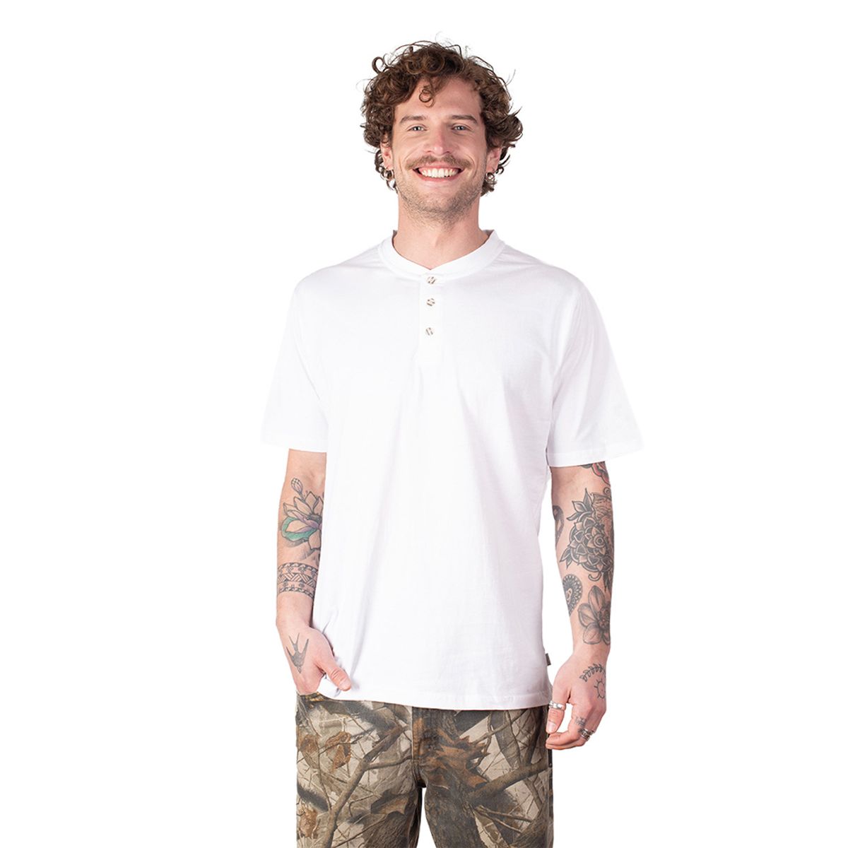 LENGA - Polera Molle Cuello Redondo con Botones Uvpro Hombre Lenga