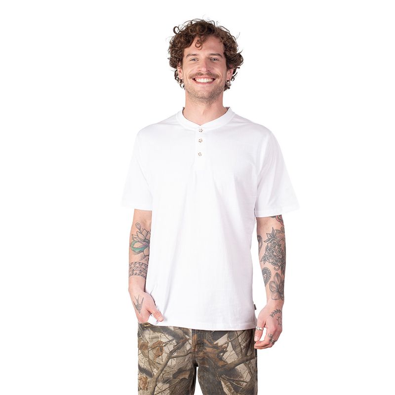 LENGA - Polera Molle Cuello Redondo con Botones Uvpro Hombre Lenga_.