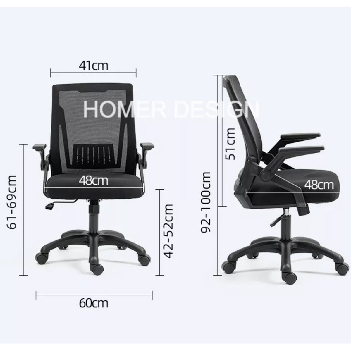 HOMER DESIGN - Silla De Oficina Color Negro Escritorio Con Asiento De Memoria