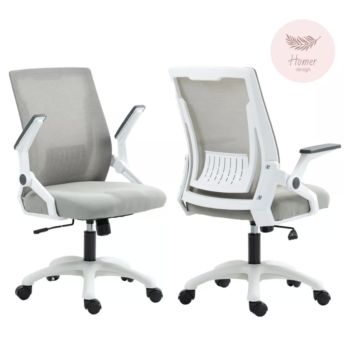 HOMER DESIGN - Silla De Oficina Gris Escritorio Con Asiento De Memoria
