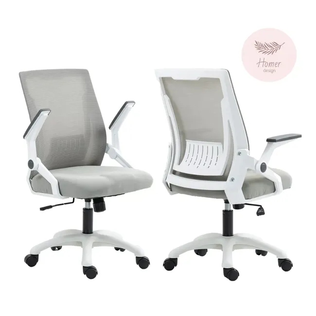 HOMER DESIGN - Silla De Oficina Gris Escritorio Con Asiento De Memoria