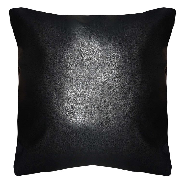 FUNDA COJIN DECORATIVO ECOCUERO NEGRO 45X45.