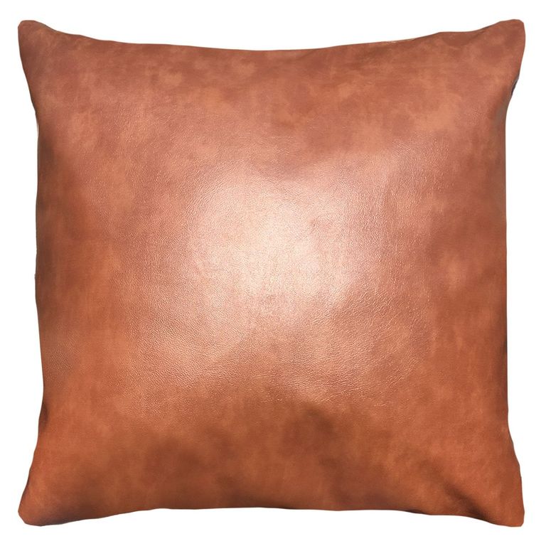 FUNDA COJIN DECORATIVO ECOCUERO CAFE 45X45.