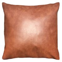 COJÍN DECORATIVO ECOCUERO CAFE 45X45 RELLENO.