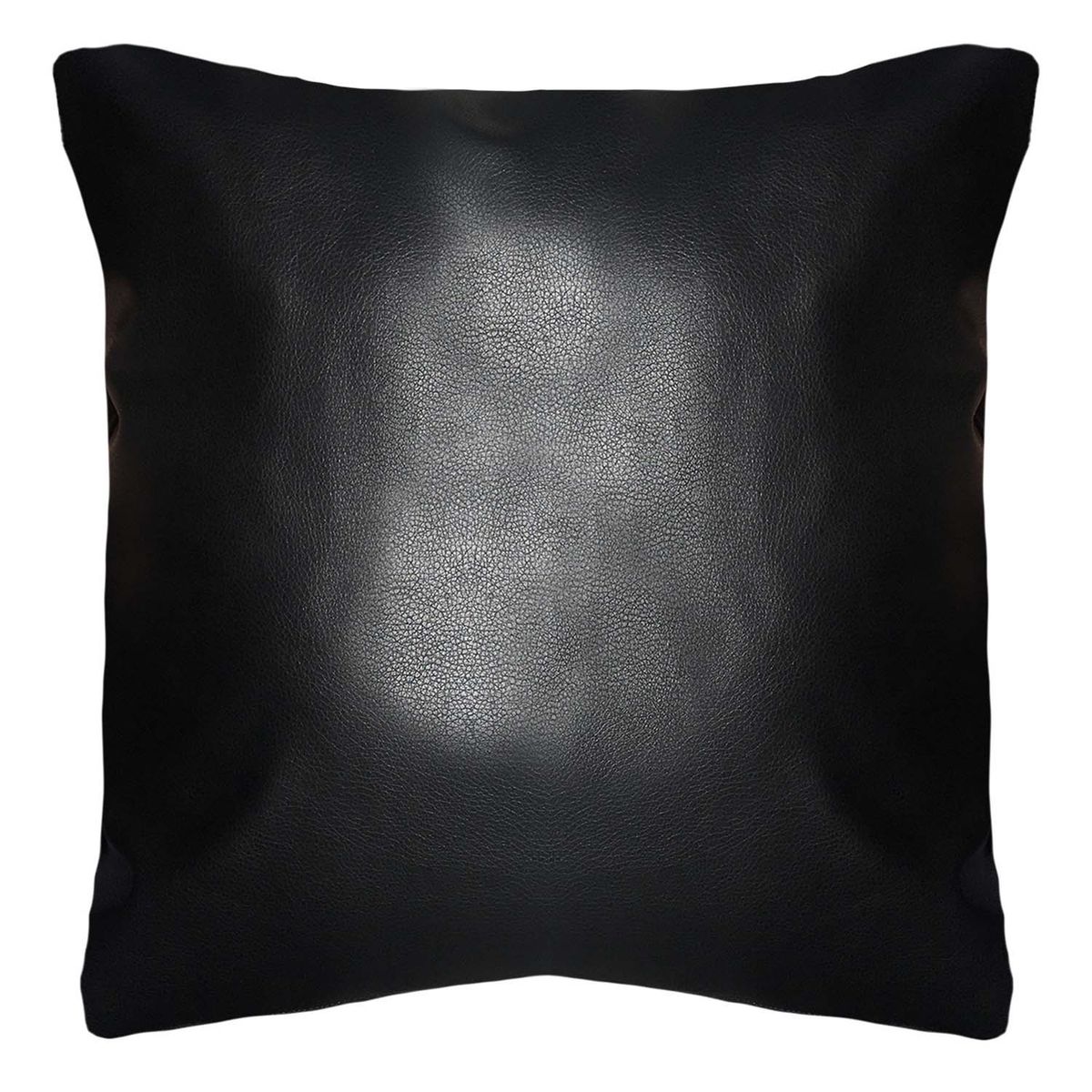 ELIZABETH PEPER - COJÍN DECORATIVO ECOCUERO NEGRO 50X50 RELLENO.