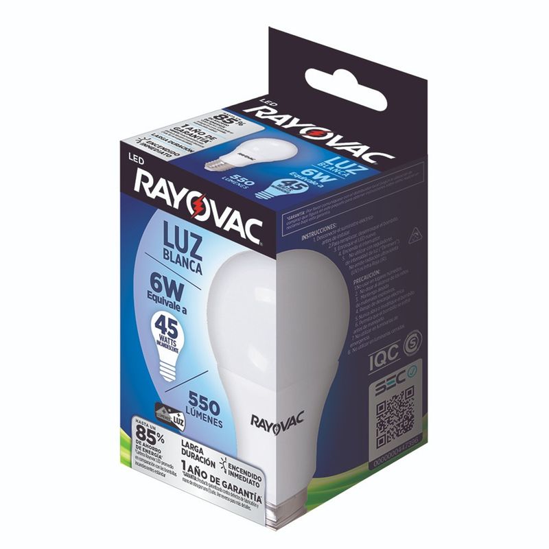 RAYOVAC - Ampolleta Rayovac Led E27 6w Luz Blanca