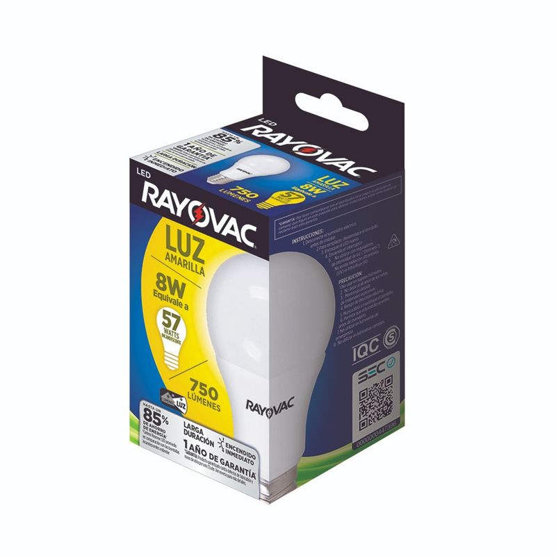 RAYOVAC - Ampolleta Rayovac Led E27 8w Luz Amarilla