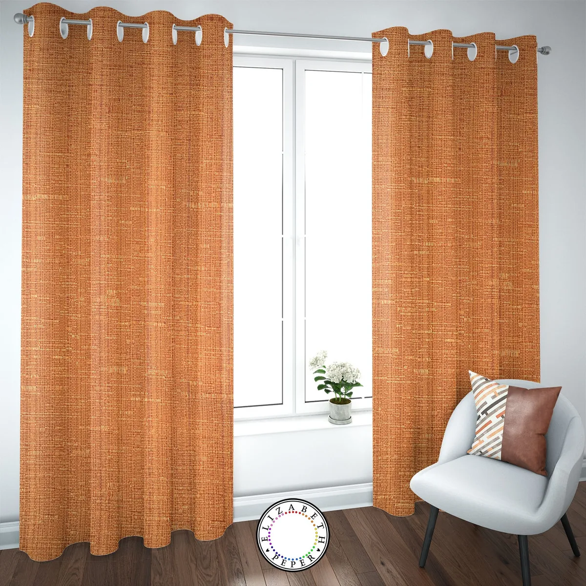 ELIZABETH PEPER - SET DE CORTINAS HOGAR 2 PAÑOS DE 140 X 220 CM NARANJA