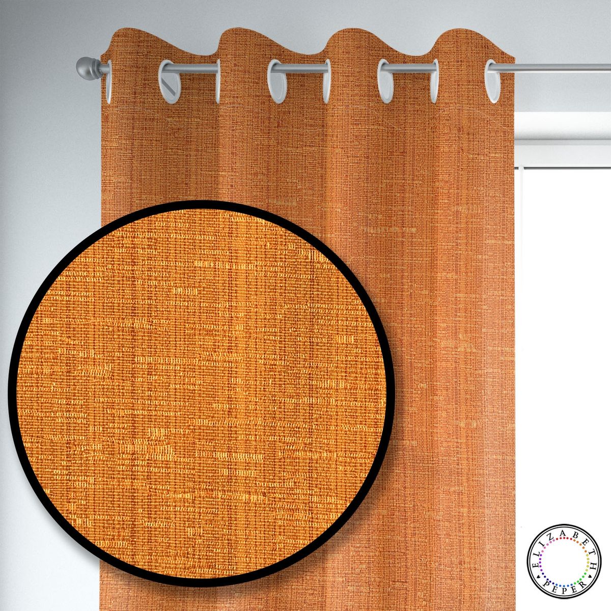 ELIZABETH PEPER - SET DE CORTINAS HOGAR 2 PAÑOS DE 140 X 220 CM NARANJA