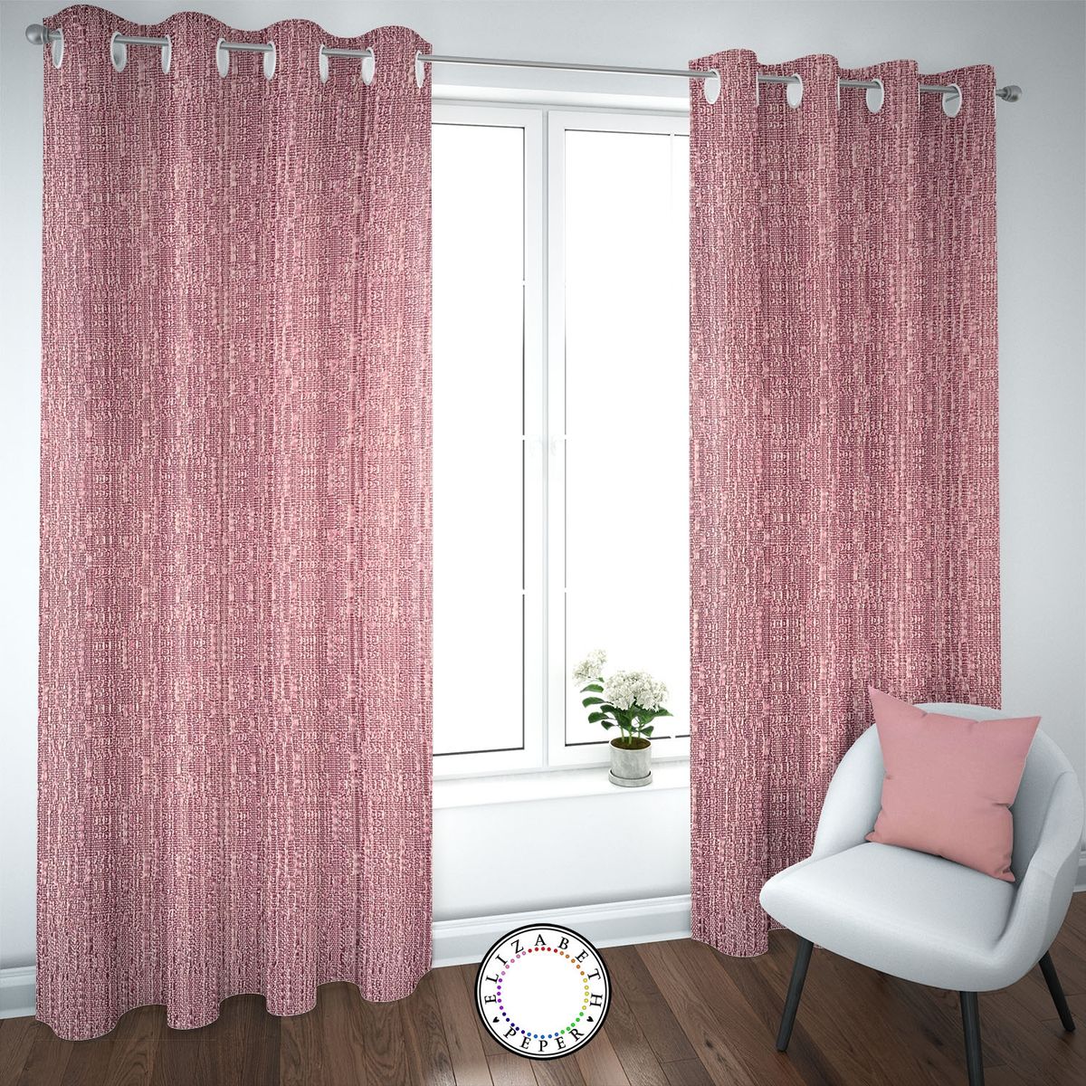ELIZABETH PEPER - SET DE CORTINAS HOGAR 2 PAÑOS DE 140 X 220 CM ROSA