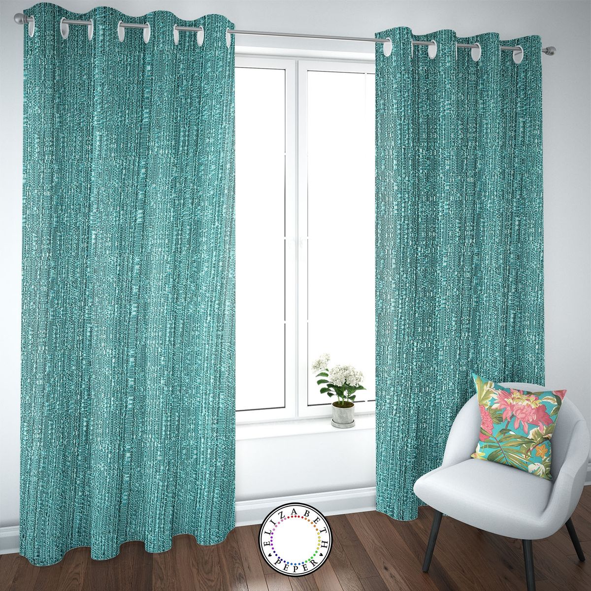 ELIZABETH PEPER - SET DE CORTINAS HOGAR 2 PAÑOS DE 140 X 220 CM TURQUESA