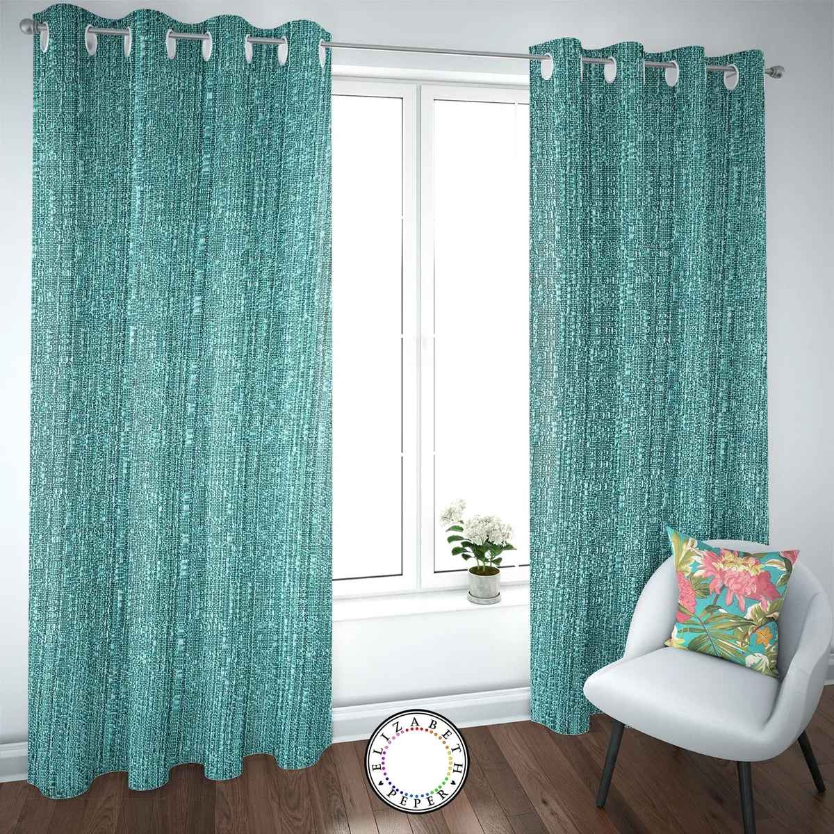 ELIZABETH PEPER - SET DE CORTINAS HOGAR 2 PAÑOS DE 140 X 220 CM TURQUESA