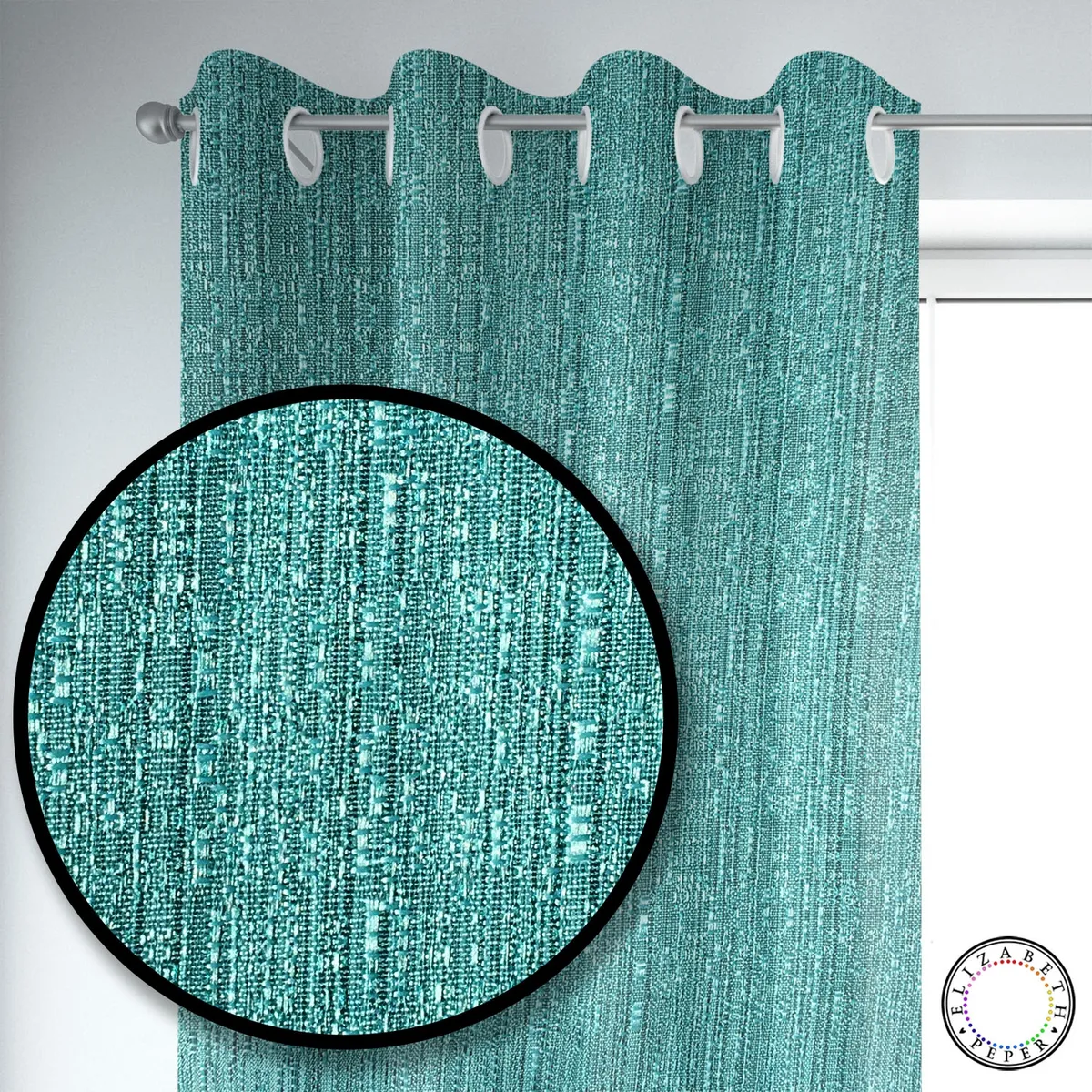 ELIZABETH PEPER - SET DE CORTINAS HOGAR 2 PAÑOS DE 140 X 220 CM TURQUESA