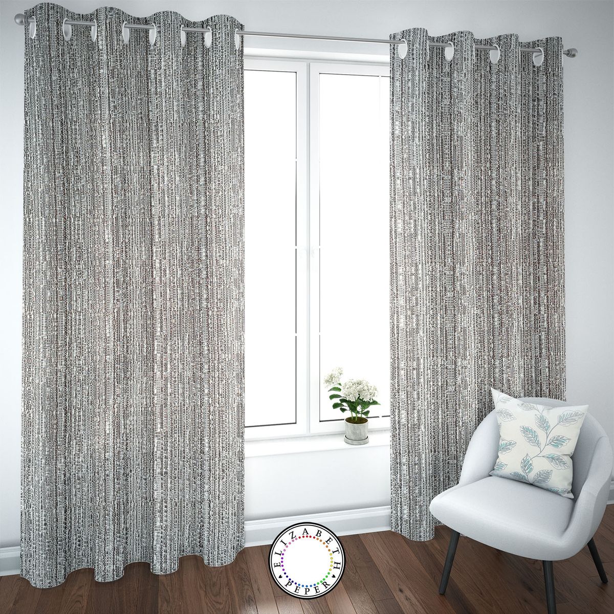 ELIZABETH PEPER - SET DE CORTINAS HOGAR 2 PAÑOS DE 140 X 220 CM GRIS