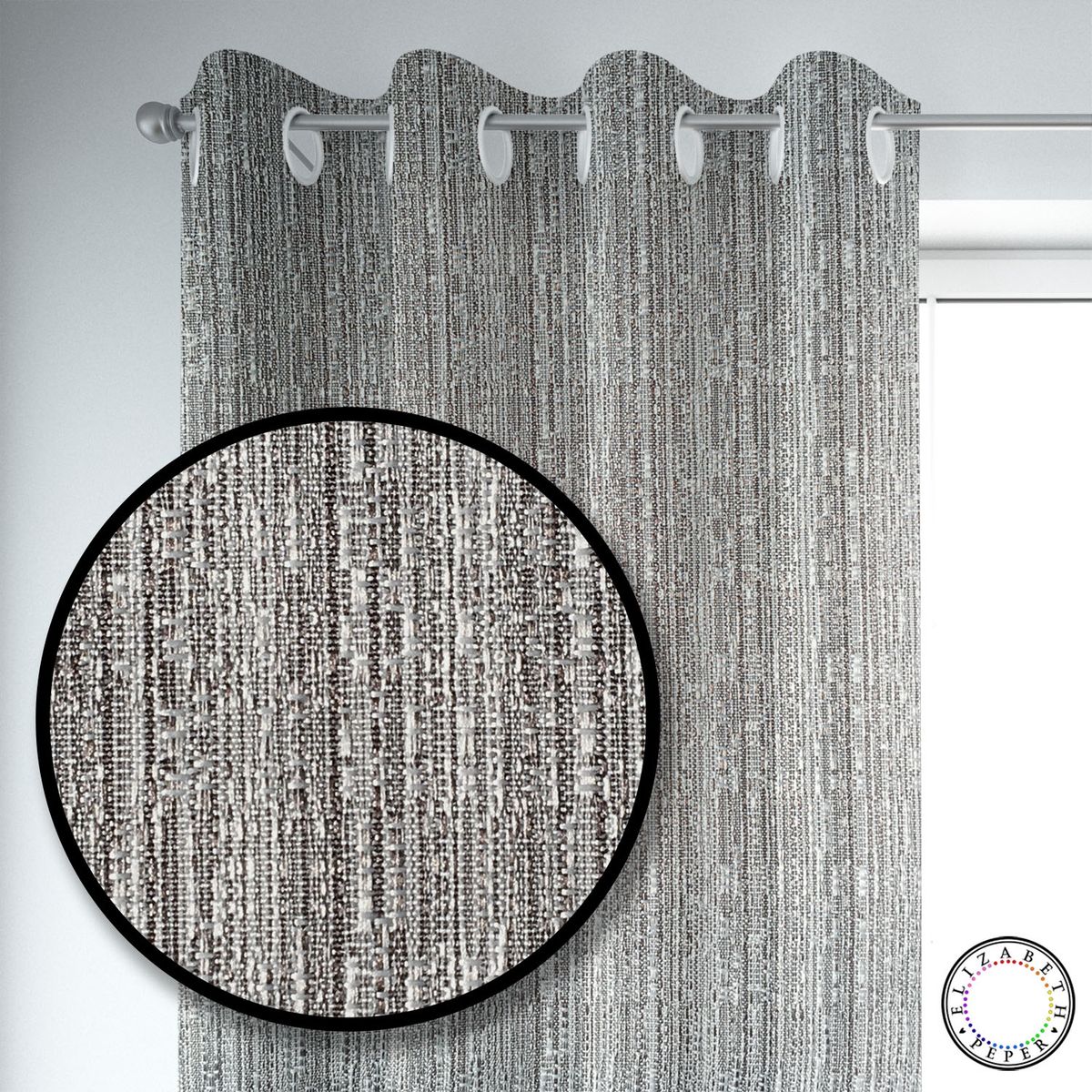 ELIZABETH PEPER - SET DE CORTINAS HOGAR 2 PAÑOS DE 140 X 220 CM GRIS
