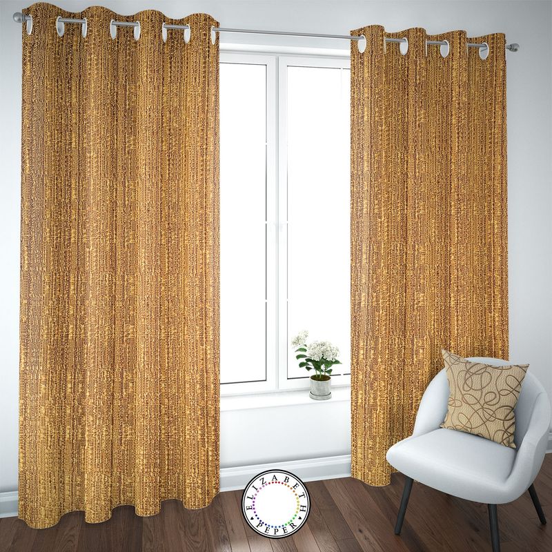 ELIZABETH PEPER - SET DE CORTINAS HOGAR 2 PAÑOS DE 140 X 220 CM DORADO.