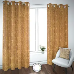 ELIZABETH PEPER - SET DE CORTINAS HOGAR 2 PAÑOS DE 140 X 220 CM DORADO