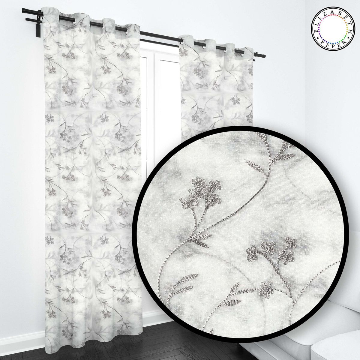 ELIZABETH PEPER - SET DE CORTINAS VISILLO 2 PAÑOS DE 140 X 220 CM GRIS