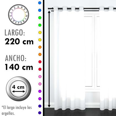 Imagen 2 del producto SET DE CORTINAS VISILLO 2 PAÑOS DE 140 X 220 CM BLANCO