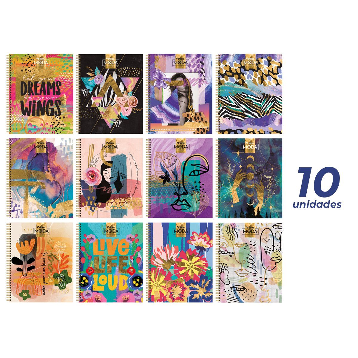 TORRE - Pack 10 Cuadernos Universitarios Torre Moda 100 hojas