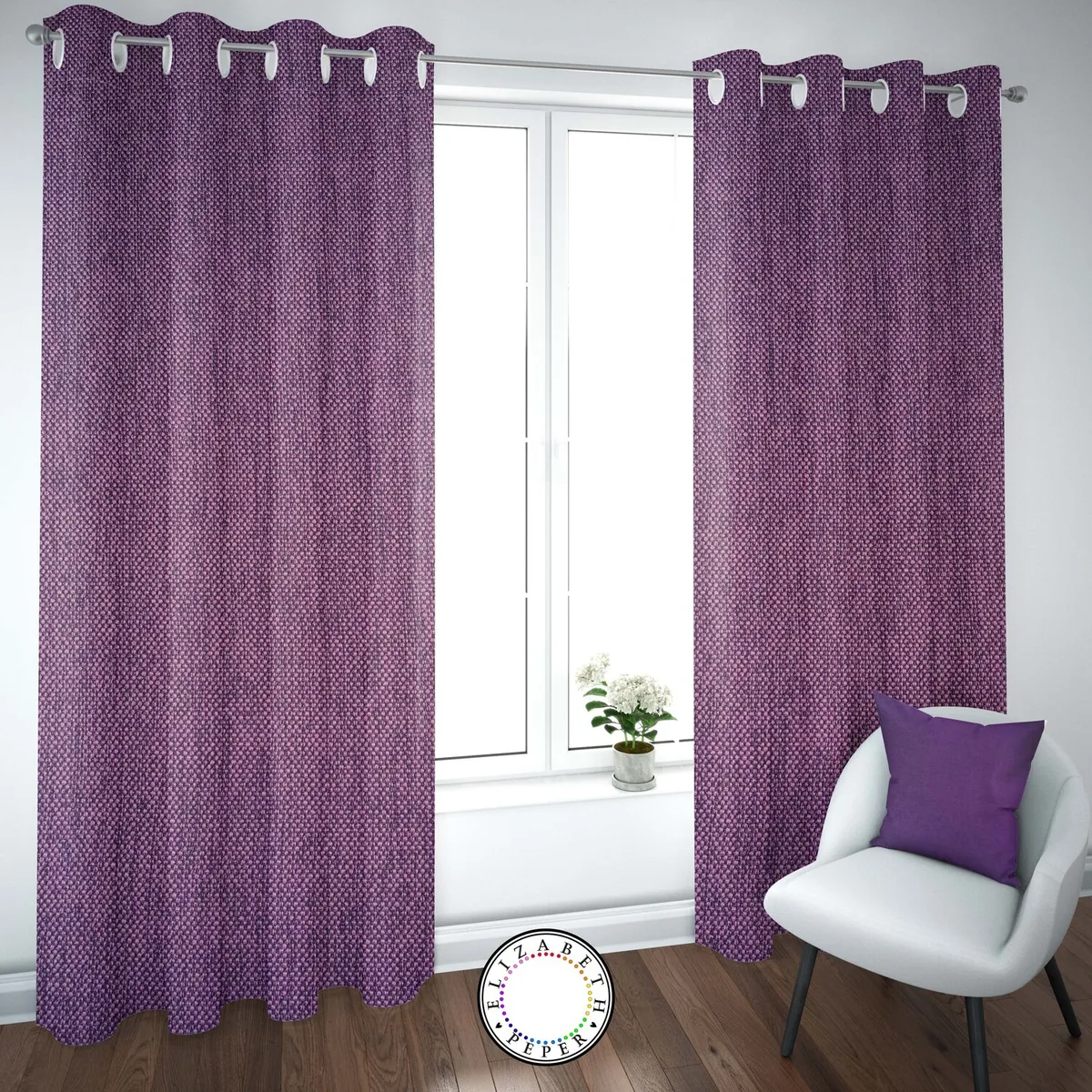 ELIZABETH PEPER - SET DE CORTINAS TEXTURA LINO 2 PAÑOS DE 145 X 220 CM MORADO
