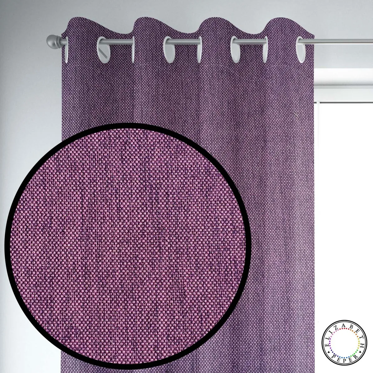ELIZABETH PEPER - SET DE CORTINAS TEXTURA LINO 2 PAÑOS DE 145 X 220 CM MORADO