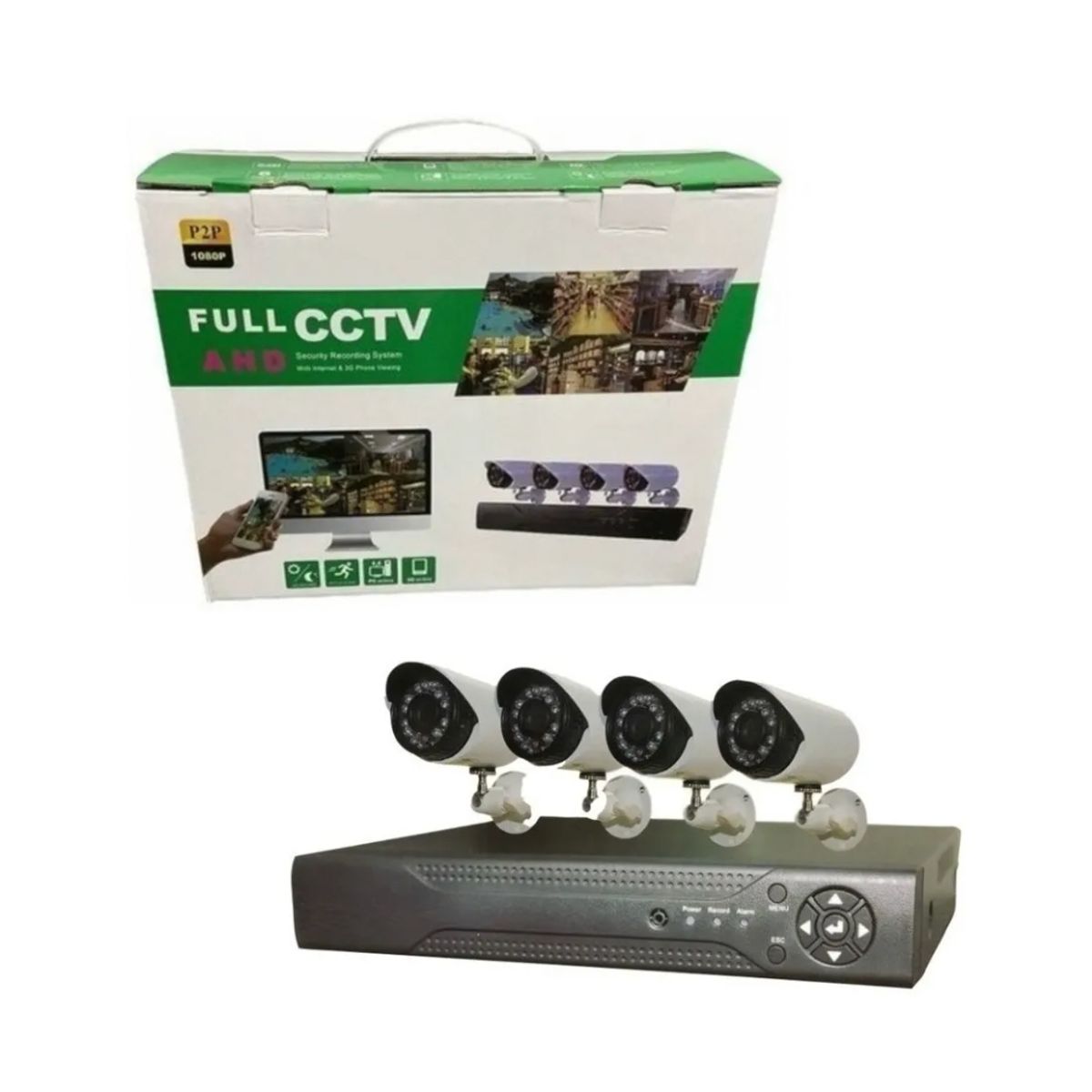 GENERICO - Kit Cctv Con 4 Cámaras De Seguridad Mas Dvr 1080p Full Hd