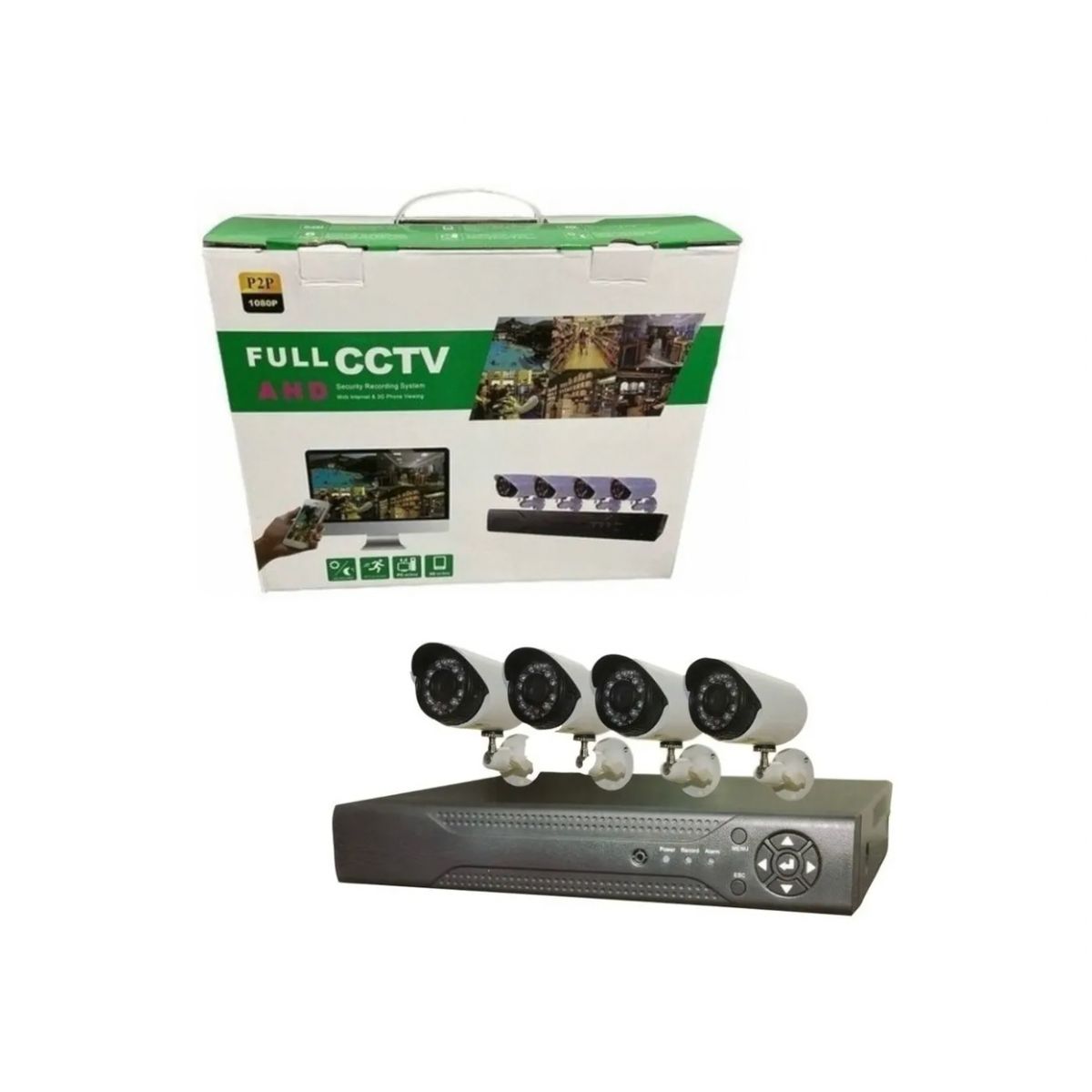 GENERICO - Kit Cctv Con 4 Cámaras De Seguridad Mas Dvr 1080p Full Hd