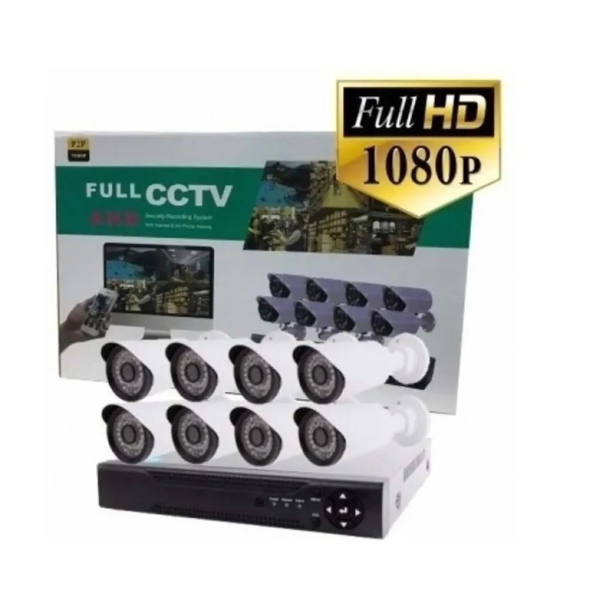 GENERICO - Kit Cctv Con 8 Cámaras De Seguridad Mas Dvr 1080p Full Hd