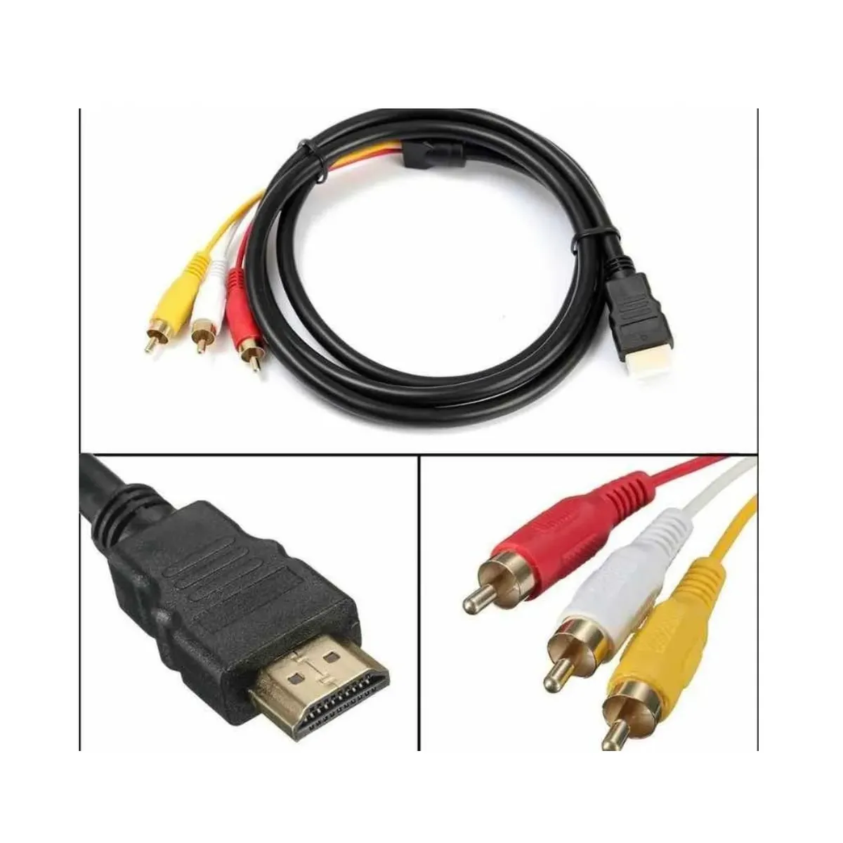 GENERICO - Cable 1.5m Hdmi Macho A 3 Rca Audio Vídeo Av Componentes