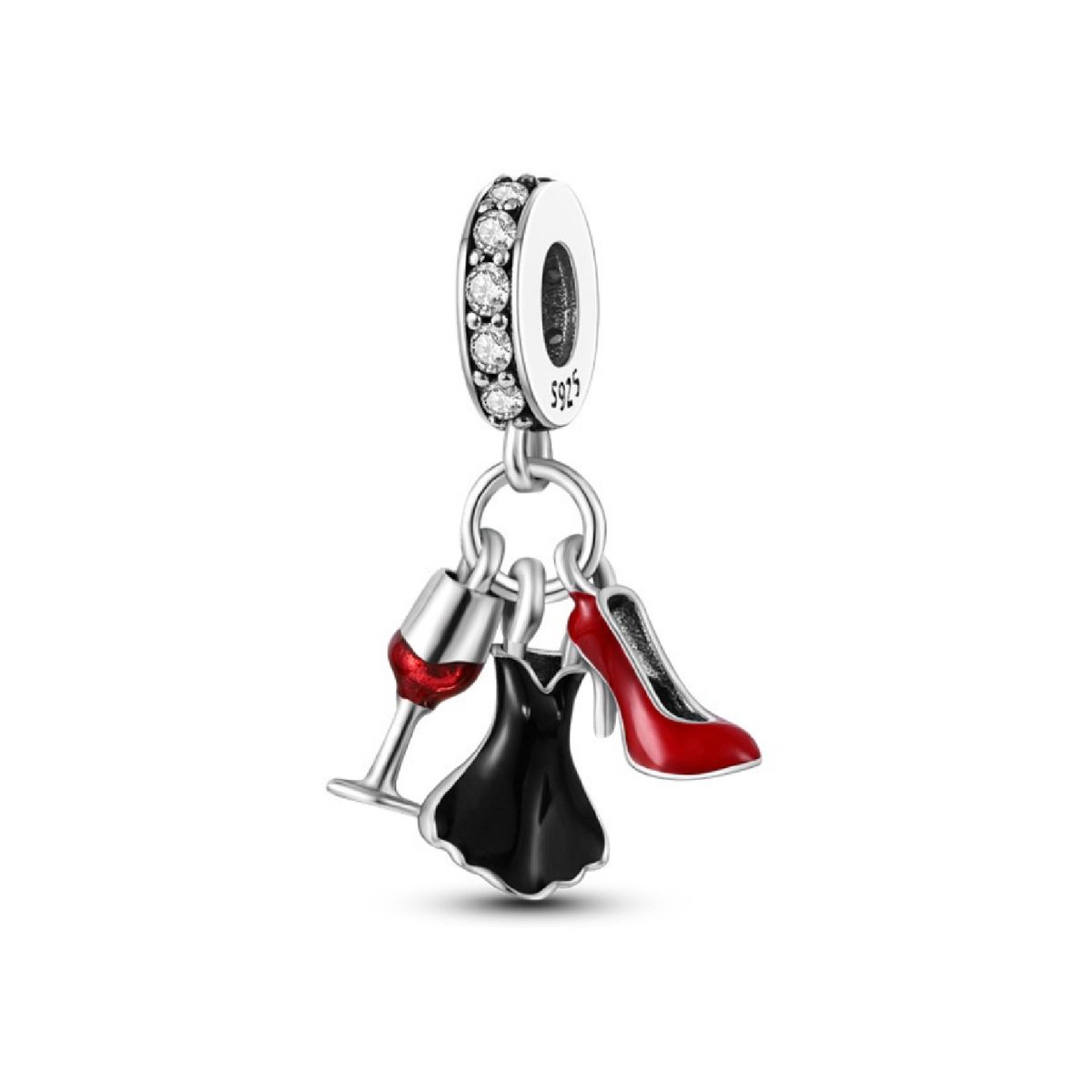 SILVER HEART - Charm Triple Glamour Fiesta en Plata Fina 925 SILVER HEART