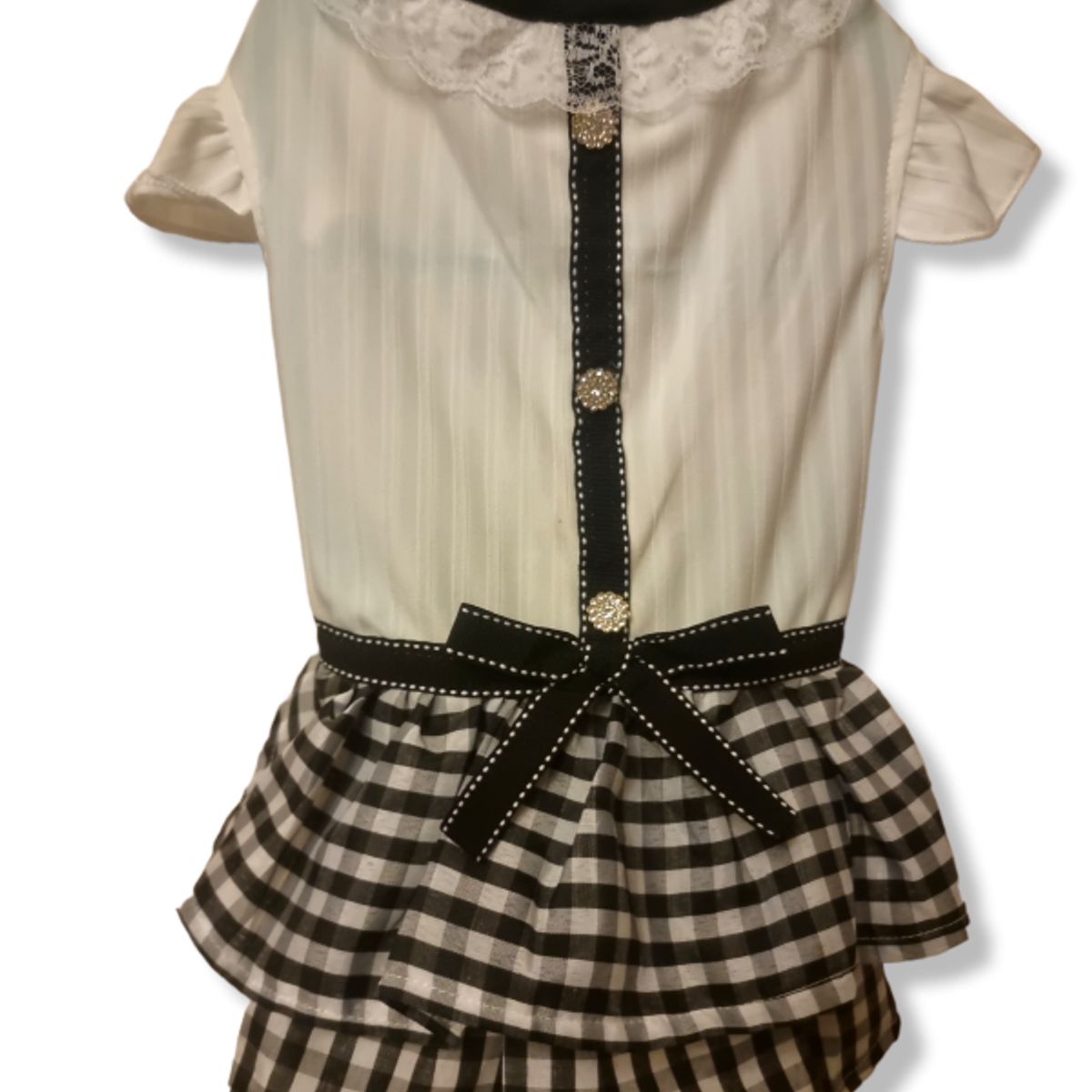 GENERICO - Vestido Escoces Blanco Negro TM para perritas