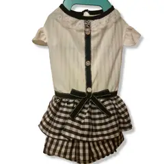 GENERICO - Vestido Escoces Blanco Negro TM para perritas