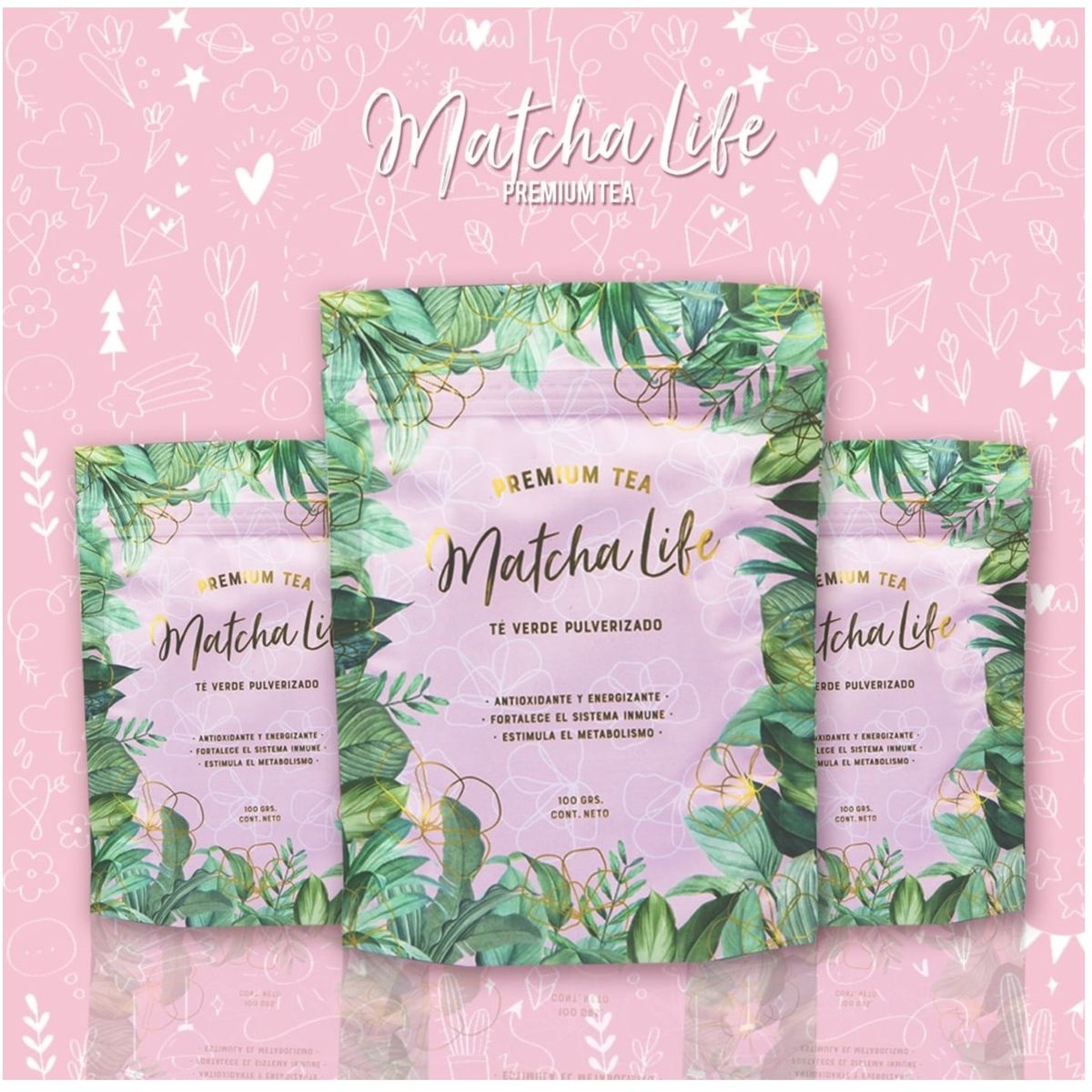 GENERICO - Pack x3 Té de Matcha Sachet Matcha Life 100 Grs