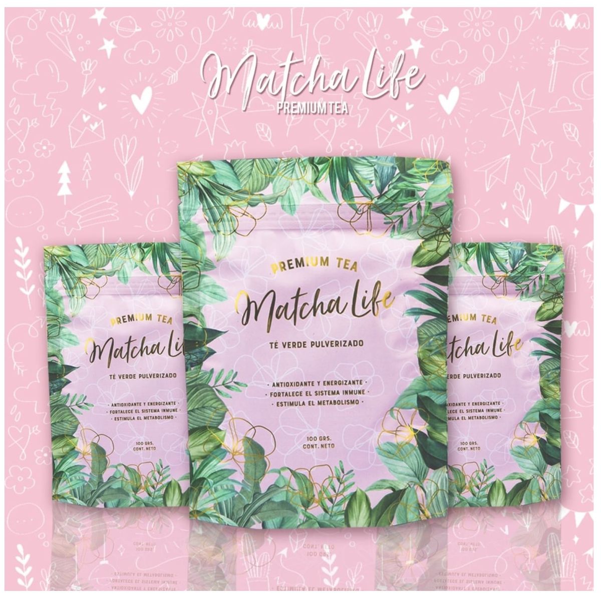 GENERICO - Pack x3 Té de Matcha Sachet Matcha Life 100 Grs