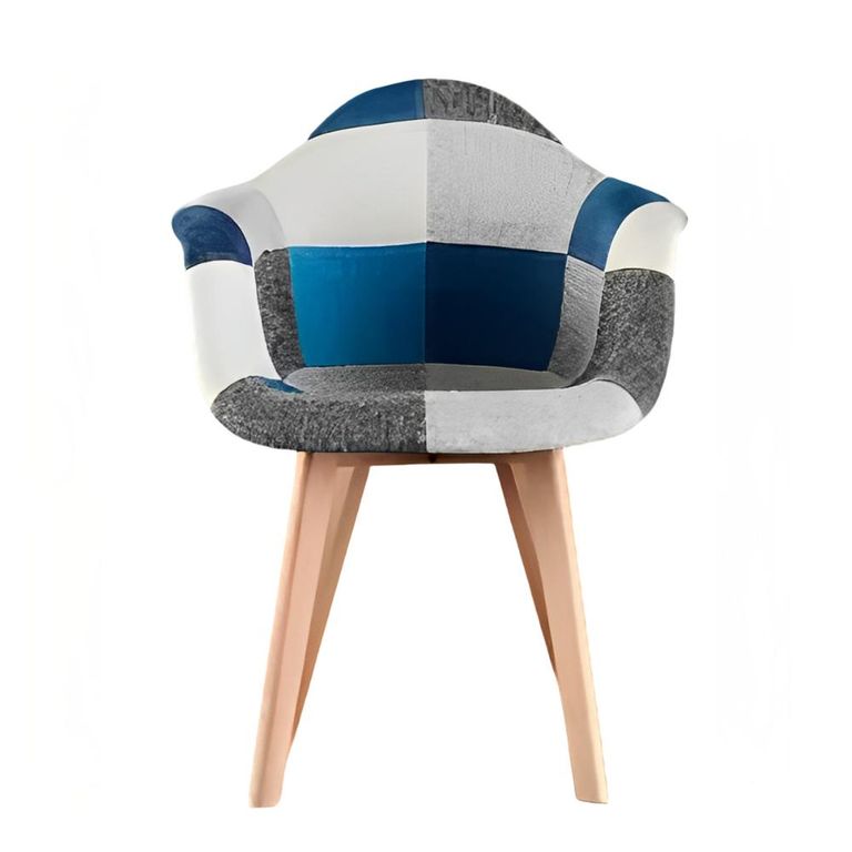 Butaca Sitial Patchwork Acolchado Wood - Celeste