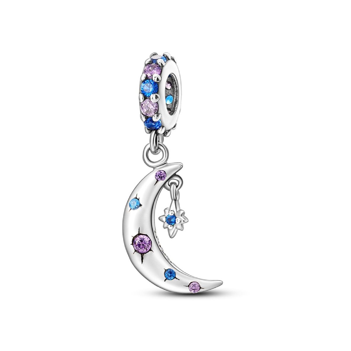 SILVER HEART - Charm Medialuna y Estrella en Plata Fina 925 SILVER HEART