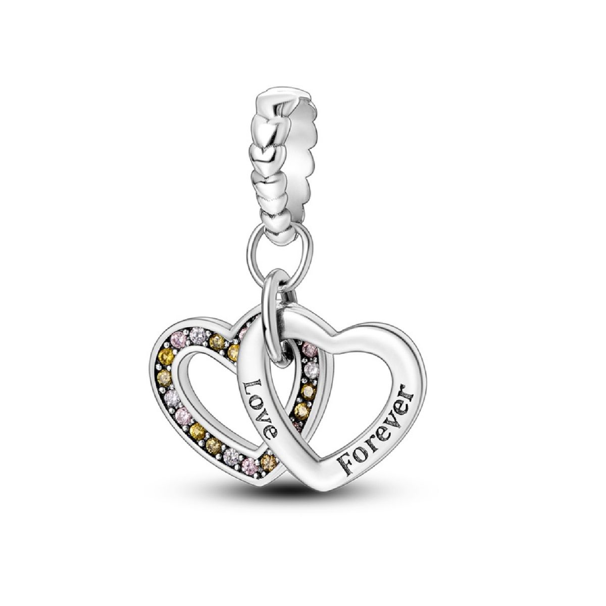 SILVER HEART - Charm Corazones "Love Forever" en Plata Fina 925 SILVER HEART