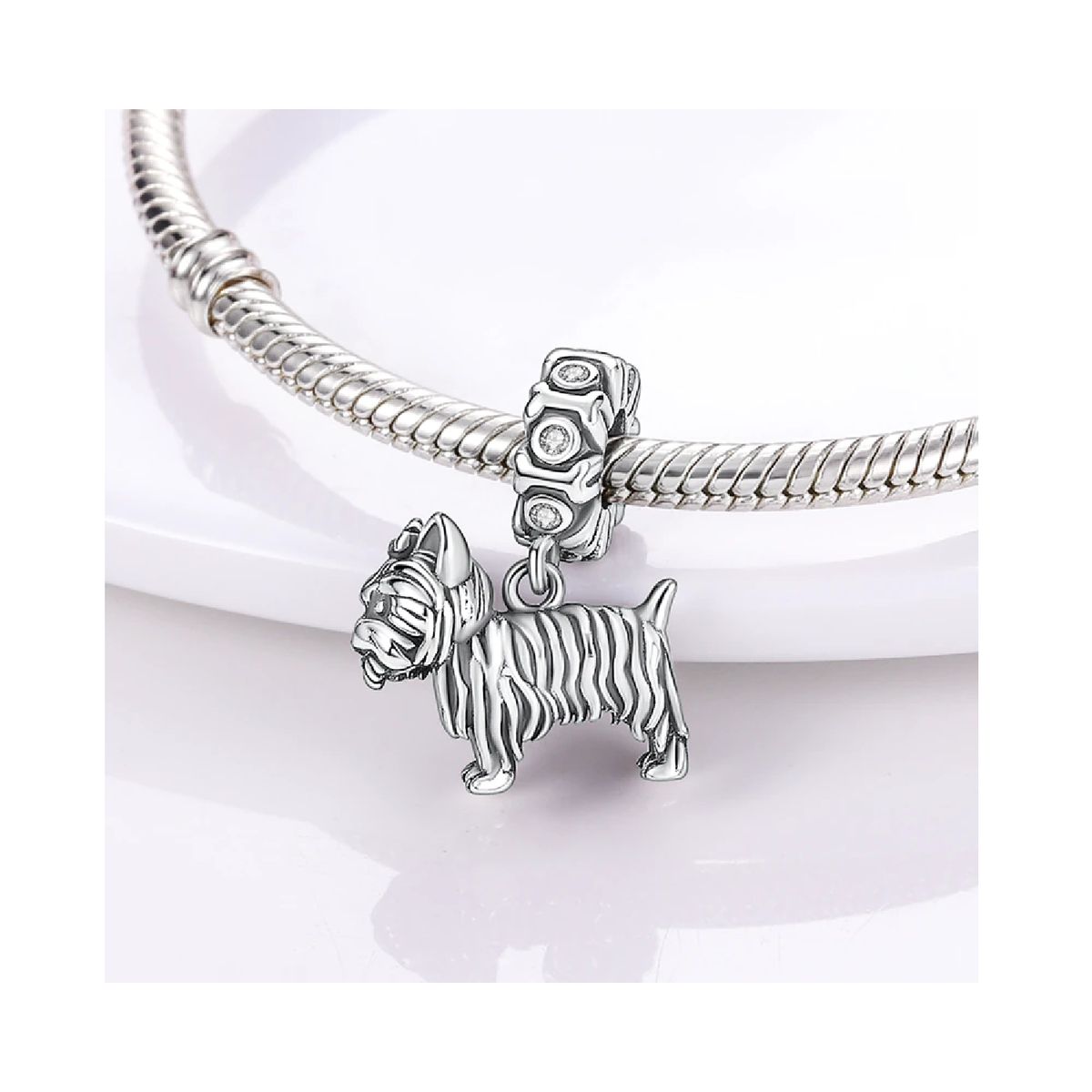 SILVER HEART - Charm Perro Yorkshire en Plata Fina 925 SILVER HEART