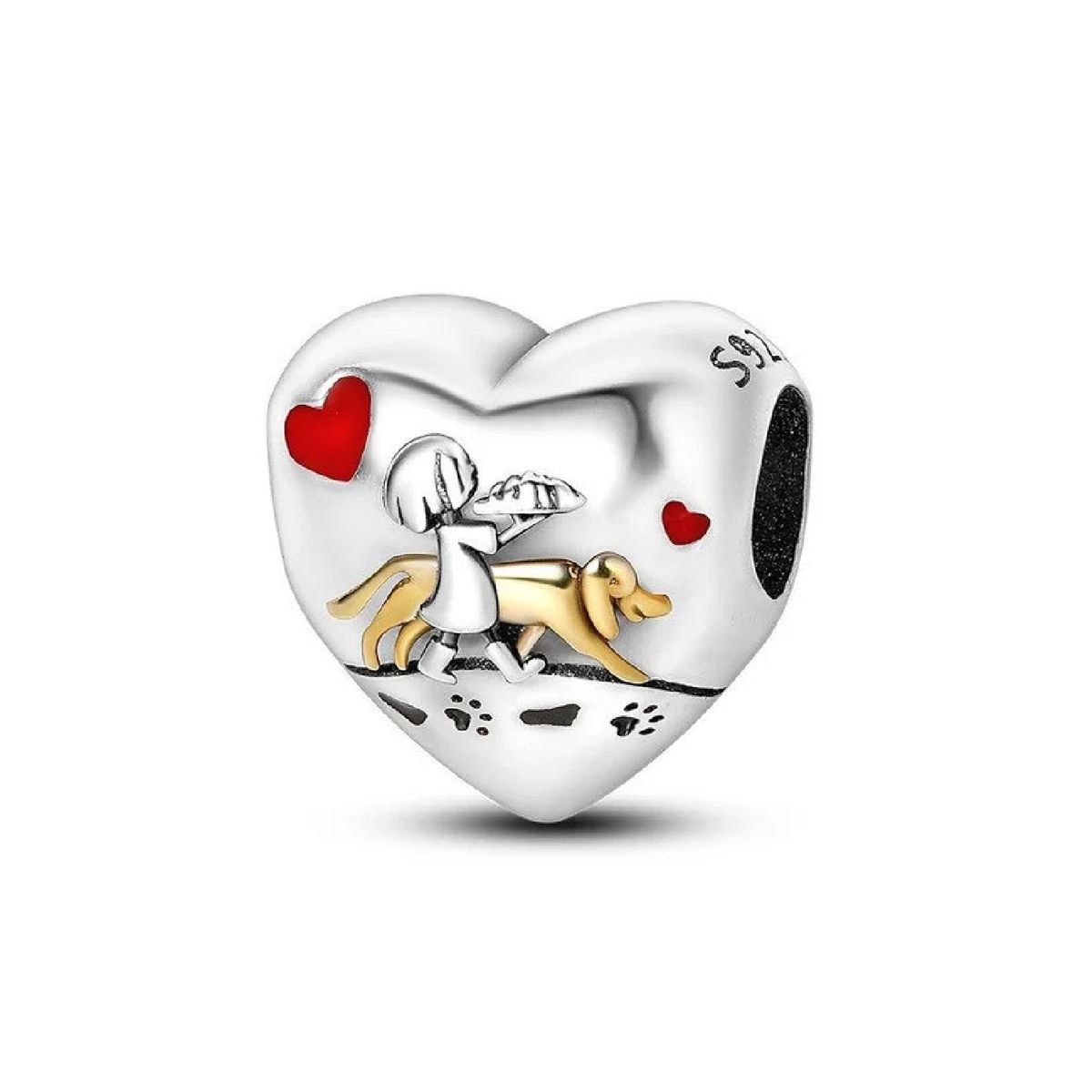 SILVER HEART - Charm Amistad Canina en Plata Fina 925 SILVER HEART