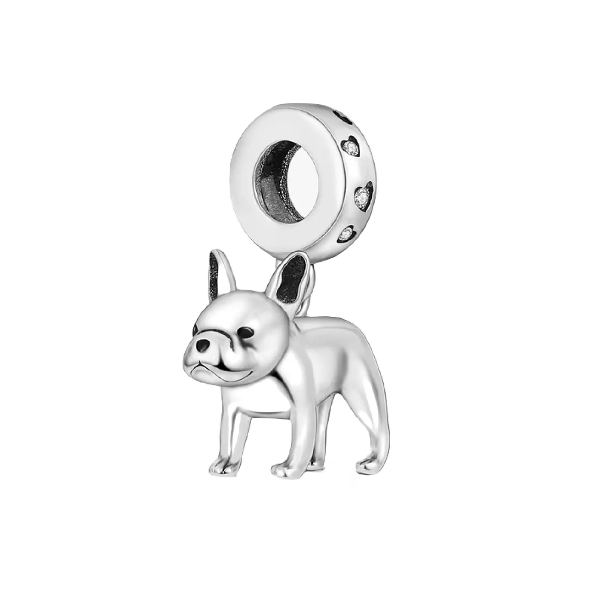 SILVER HEART - Charm Perro Bulldog Francés en Plata Fina 925 SILVER HEART
