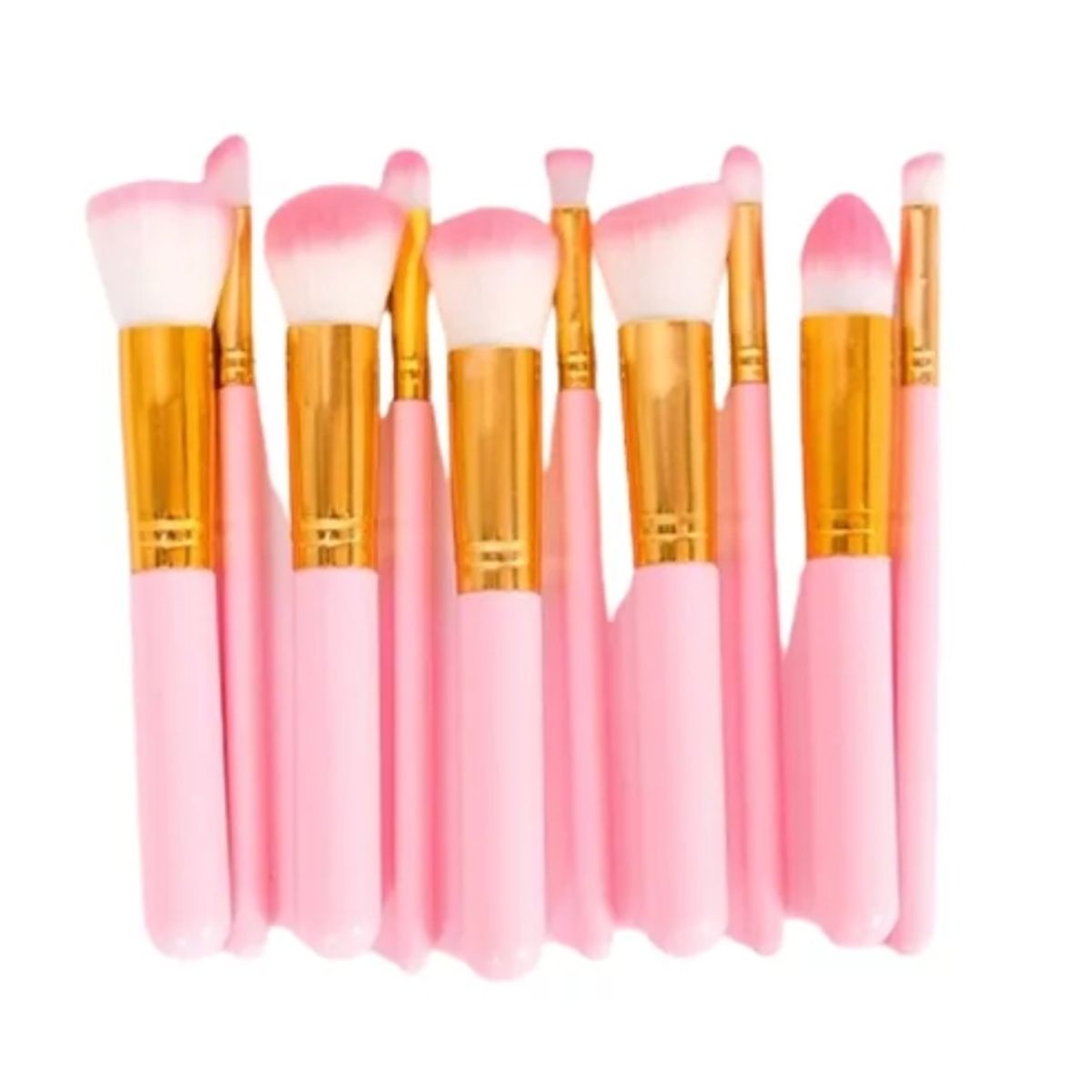 GENERICO - Set 10 Brochas Maquillaje Profesional Color Rosa