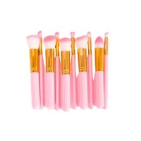 Set 10 Brochas Maquillaje Profesional Color Rosa