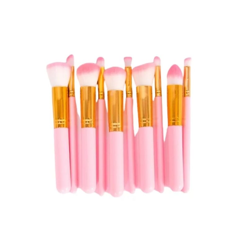 GENERICO - Set 10 Brochas Maquillaje Profesional Color Rosa