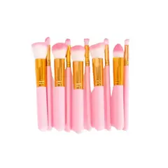 GENERICO - Set 10 Brochas Maquillaje Profesional Color Rosa