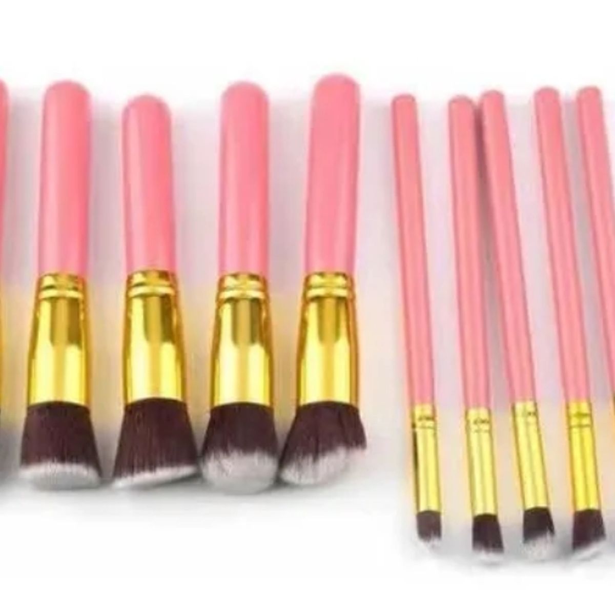 GENERICO - Set 10 Brochas Maquillaje Profesional Color Rosa