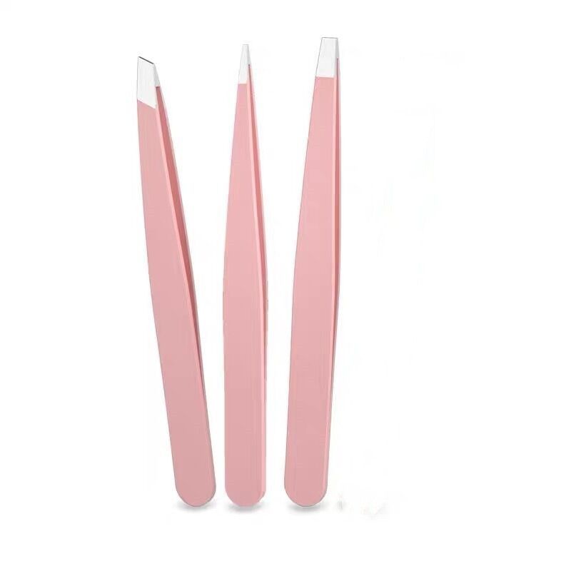 GENERICO - Set 3 Pinzas Facial Cejas De Depilatoria ROSA